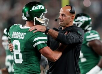 Jets’ Aaron Rodgers talks awkward sideline exchange with Robert Saleh