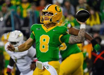 Where does Dillon Gabriel rank among top QBs in Oregon football history?